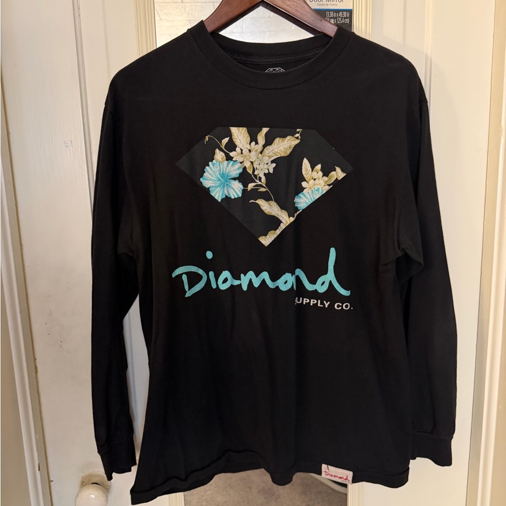 Diamond Supply Co. Black Floral Graphic Long Sleeve